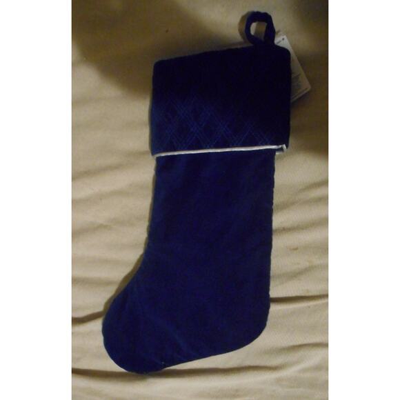 18" Blue Christmas Stocking Silver Monogram of Words Happy Hanukkah Harvey Lewis - Picture 2 of 2
